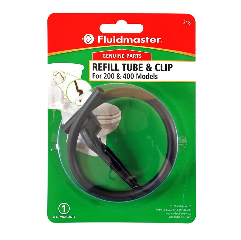 Fluidmaster 218 Toilet Refill Tube and Clip Replacement, For 100,200,200A, 400A and Most Other Valves , Black 1 Count (Pack of 1)
