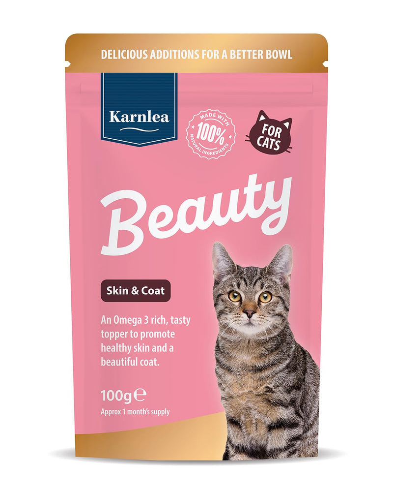 Beauty for Cats 100g | Skin & Coat Supplement for Cats | Omega 3 for Cat | Less Moulting & Shedding | Dry, Dull Coat | Tasty Topper | Fussy Eaters | Itchy Cats & Immunity | Salmon Oil Alternative Beauty