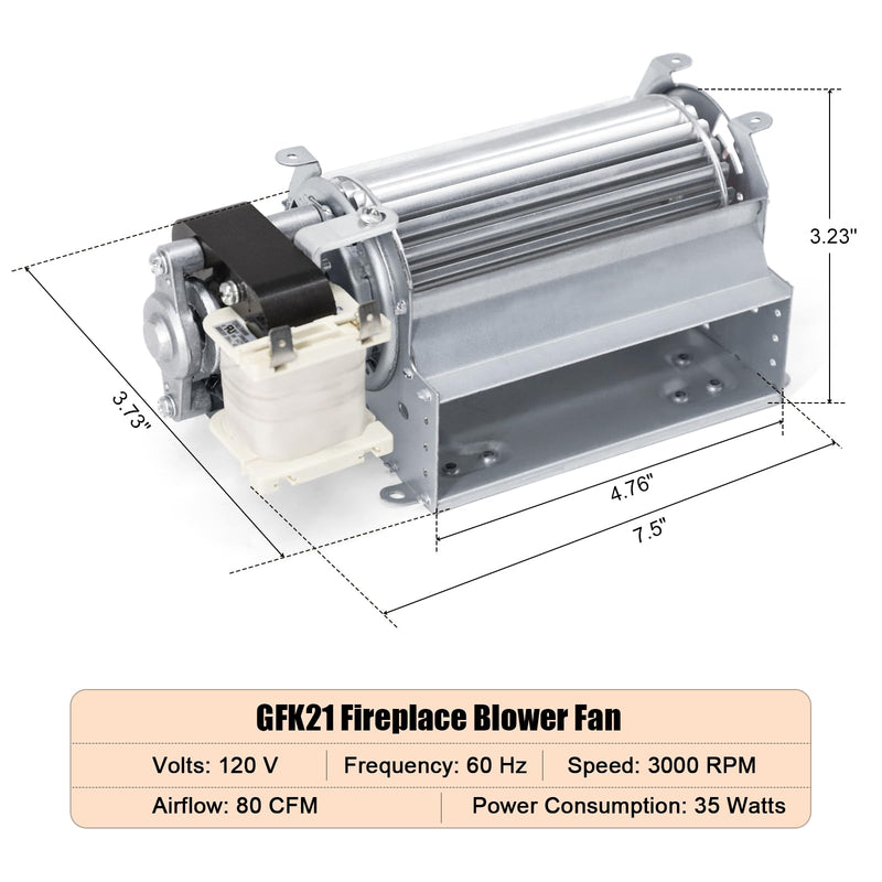 Criditpid GFK21B GFK21 Fireplace Blower Fan for Heatilator Fireplace ND3630, GNDC30, ND3630I, NDV3630IL, NDV3630I, FK21 UZY3 GFK21A Blower Fan Motor for Desa GA3450TA, Rotom HB-RB66 R7-RB66, NOVUS 30