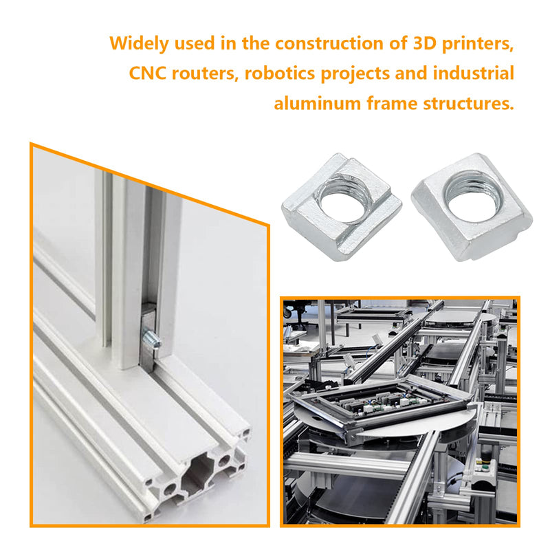 25Pcs M6 Slide in T Nut 2020 Aluminum Extrusion T Nuts, M6 Sliding T Nuts Tee Slot Nuts for 3D Printer, CNC Router, 2020 Series Aluminum Extrusion Profile with Slot 6mm 25 Pack 2020 Series M6