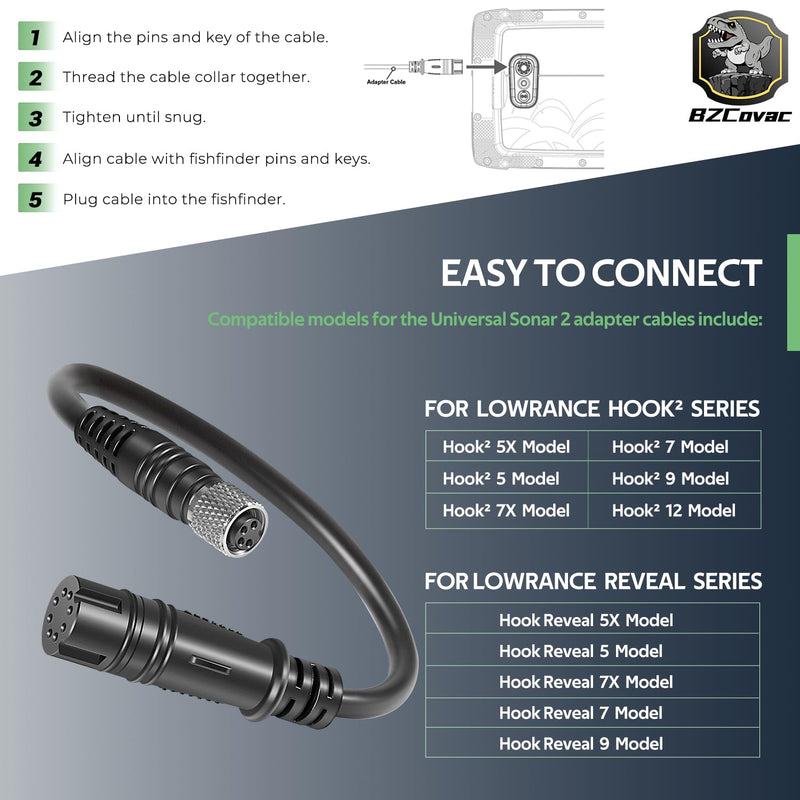 Replacement for Minn Kota 1852075 MKR-US2-15 Universal Sonar 2 Adapter Cable, Compatible with Lowrance Hook² Fish Finders