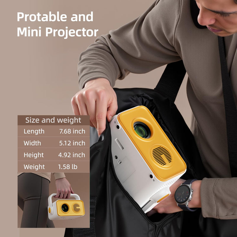BKZ 2025 upgraded 360°Adjustable Dual Stand AI Auto Keystone Electric focus Mini Portable Projector with Bluetooth 5.4, 1080P support Outdoor and movie Projector compatible with HDMI/USB/Phone/PC