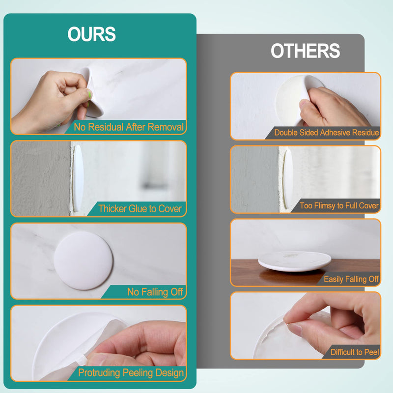 [3.15"] Door Stoppers Wall Protector, 6 Pcs Large White Silicone Door Bumpers with Strong Thickened Adhesive,Shock Absorbent Door Knobs Wall Protectors to Cover up Damage and Protect Wall Surfaces Large Size 3.15" (6 PCS)