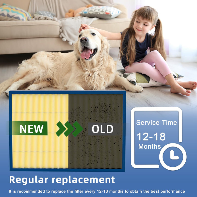20x25x5 Merv 16 Pet Care Air Filter Compatible with Lennox X6675 and Lennox HCC20-28 Furnace HVAC System, Part Number HCF20-16, (actual size:19.8" x 24.8" x 4.3"） Yellow-1