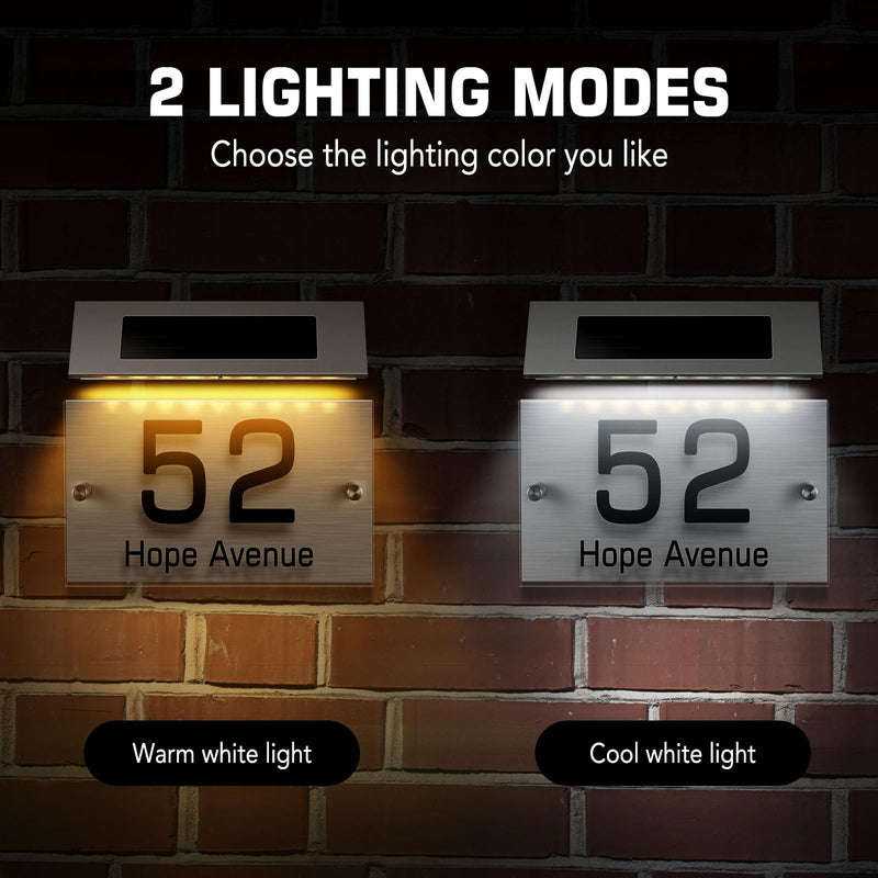 DOITOOL Solar House Numbers, Solar Address Sign LED House Numbers Solar Powered, LED Lighted Address Plaque Outdoor LED Illuminated Address Numbers for Home House Street