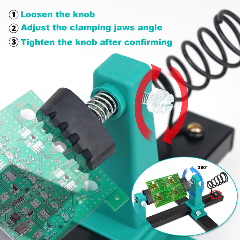 Circuit Board Soldering Kit, PCB Holder Soldering Helping Hands, 360 Degree Rotatable Solder Holder, for Clamping Printed Circuit Board Motherboard Perf Board (1.2mm 1.8mm 2mm 3mm 4mm)