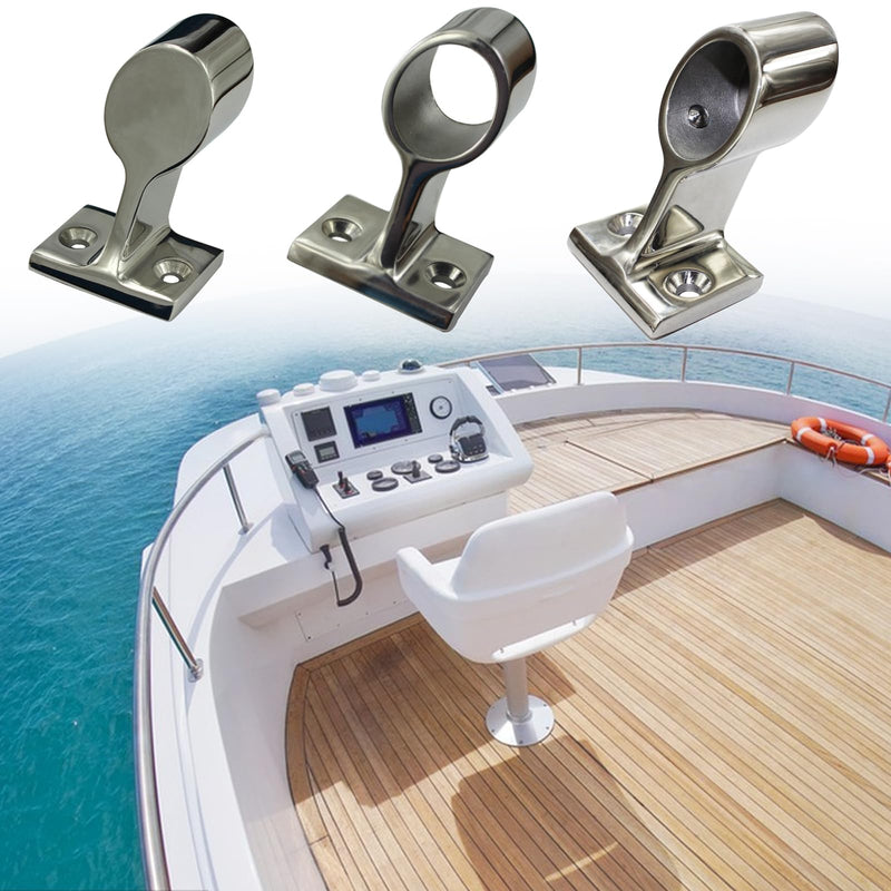 6pcs Boat Hand Rail Bracket, 316 Stainless Steel Boat Hand Rail Fitting, End-Right/Center/Front-Lift Bracket Stanchion for 1 inch OD Tube, Marine 60° Heavy Duty Boat Yacht Stanchion Fitting
