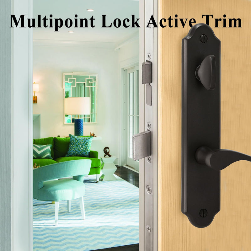 10" Arch Keyed MPL Hinged Patio Door Active Handleset Trim Compatible with Ashland, Marvin, Milgard & Jeld-wen French Doors, 3-5/8" Handle PZ, 7-1/4" H.C., Non-Handed, Matte Black
