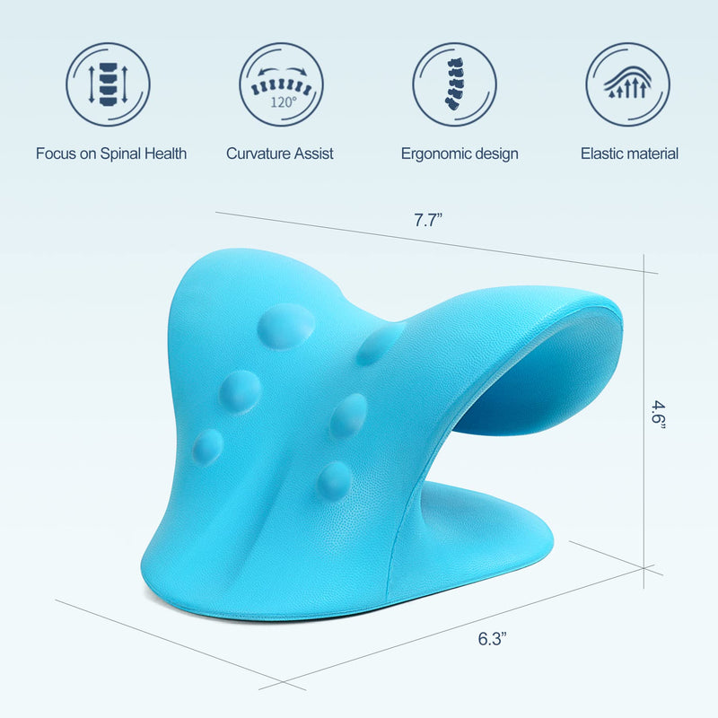 Neck Stretcher for Pain Relief, Neck and Shoulder Relaxer Cervical Traction Device Pillow for Muscle Relax and TMJ Pain Relief (Blue) Blue