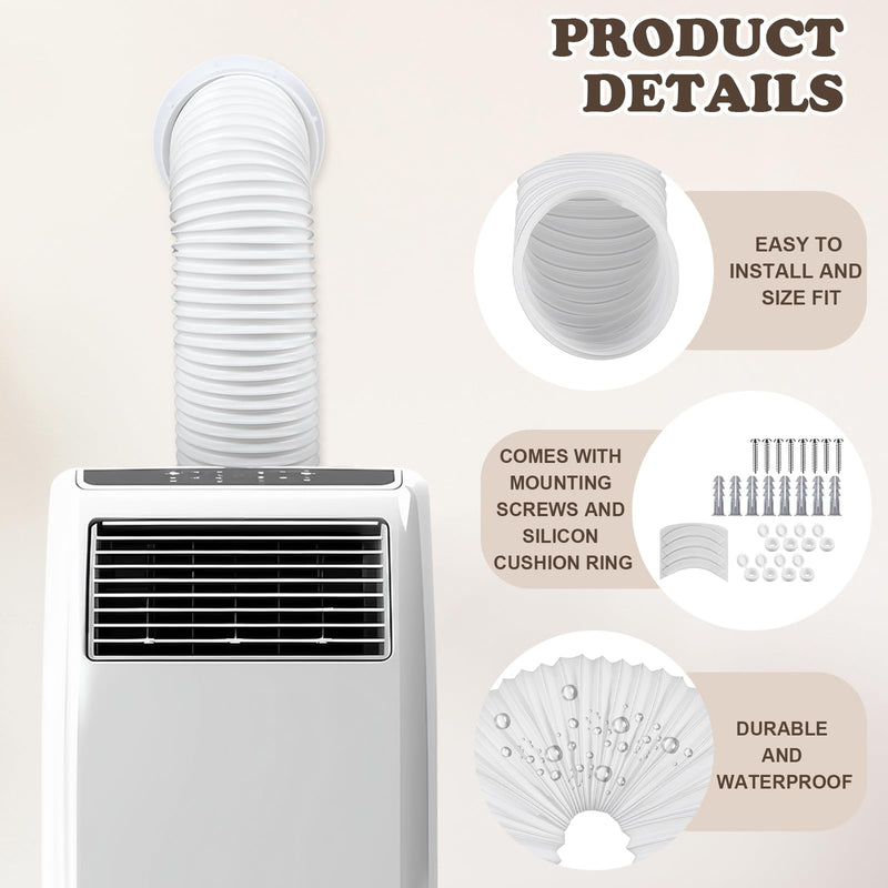 Pushglossy Portable Ac Vent Wall Mount Kit 6in & 6.5in Tubes 59 in Hose 59'' Long5.9'' Wide