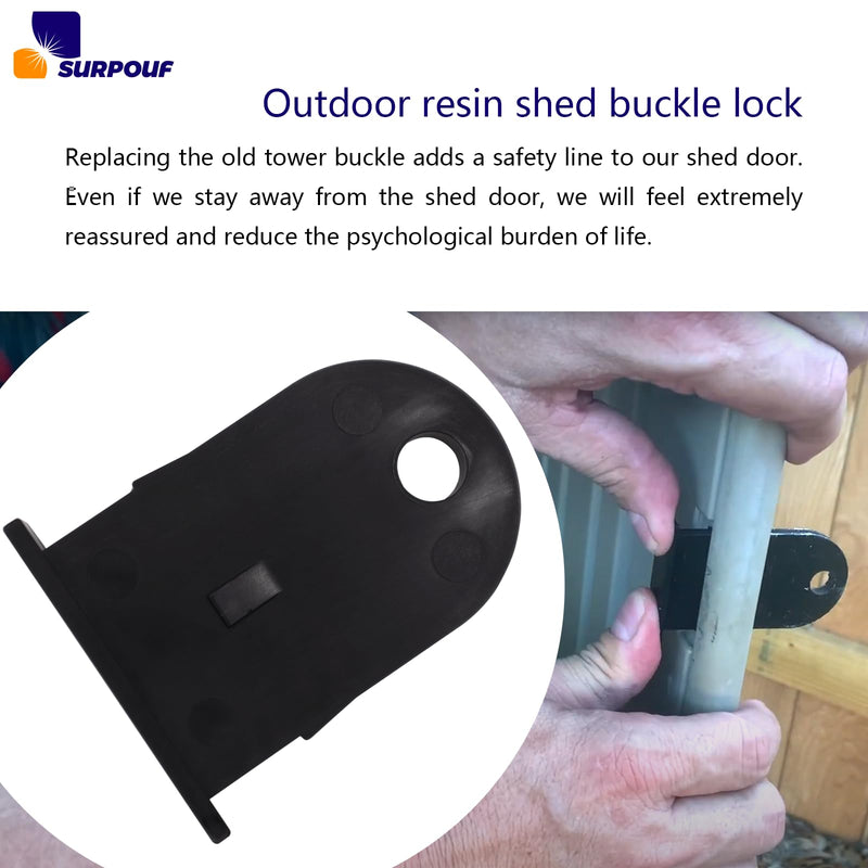 Outdoor Resin Shed Hasp Latch, Plastic Hasp Latch,Newly Upgraded Black Solid Core Plastic Fits for Rubbermaid