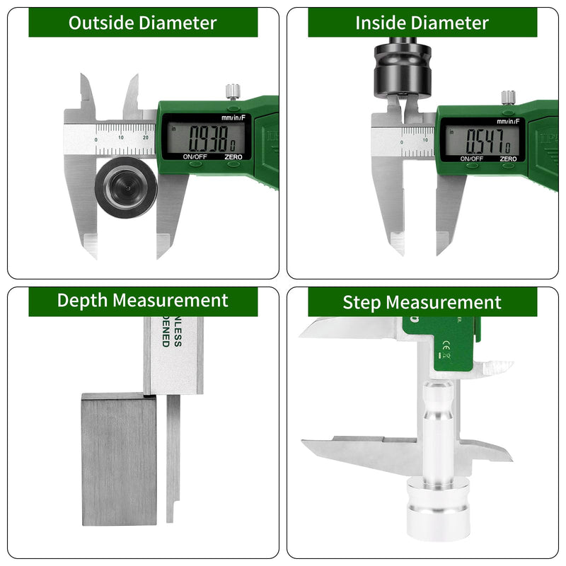 IP54 Digital Caliper, 6 inch Electronic Vernier Caliper with Stainless Steel contruction, Inch/Millimeter/Fraction Switch, Large LCD Screen