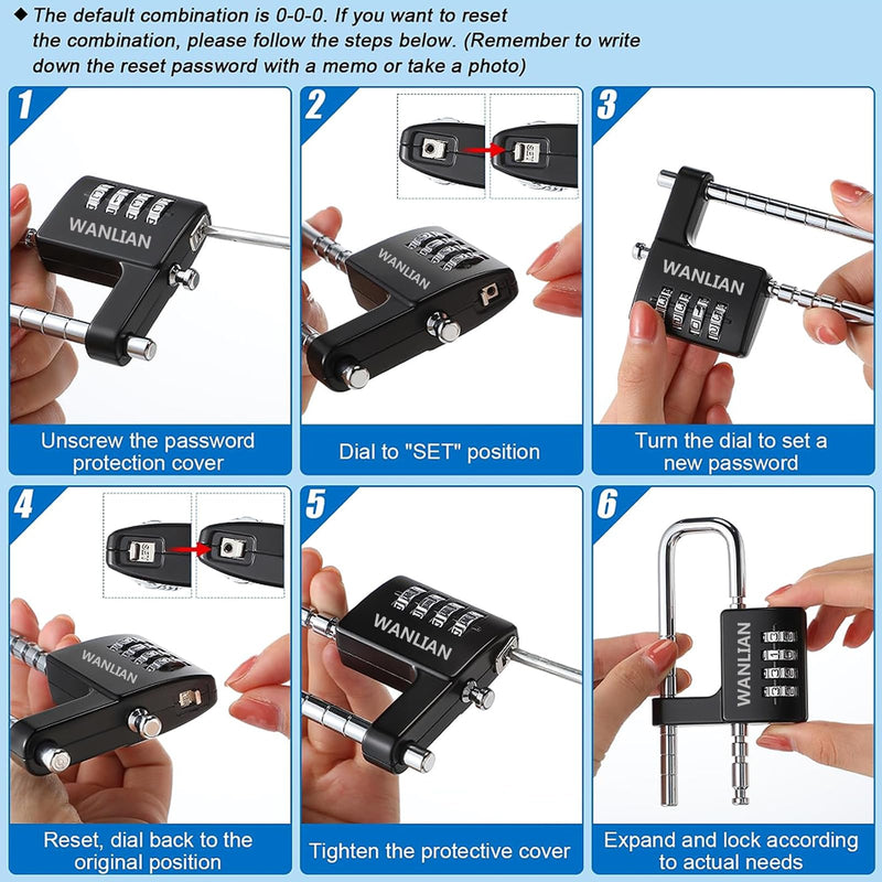 Combination Lock,4 Digit Combination Lock 3/8Inch Long Shackle Outdoor Waterproof Padlock for School Locker, Gym Locker, Hasp Storage, Fence, Gate, Cooler, Case (Black, 1 Pack) Black