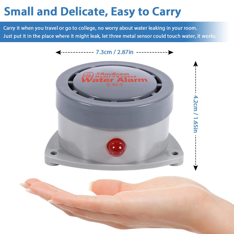 Water Leak Detector 1 Pack, Shackcom Water Alarm 110DB, Wireless, Waterproof & Battery-Operated, Audio and Light Alerts for Bathroom, Kitchen & Home Security ( Battery Not Included ) 1 Pack Gray