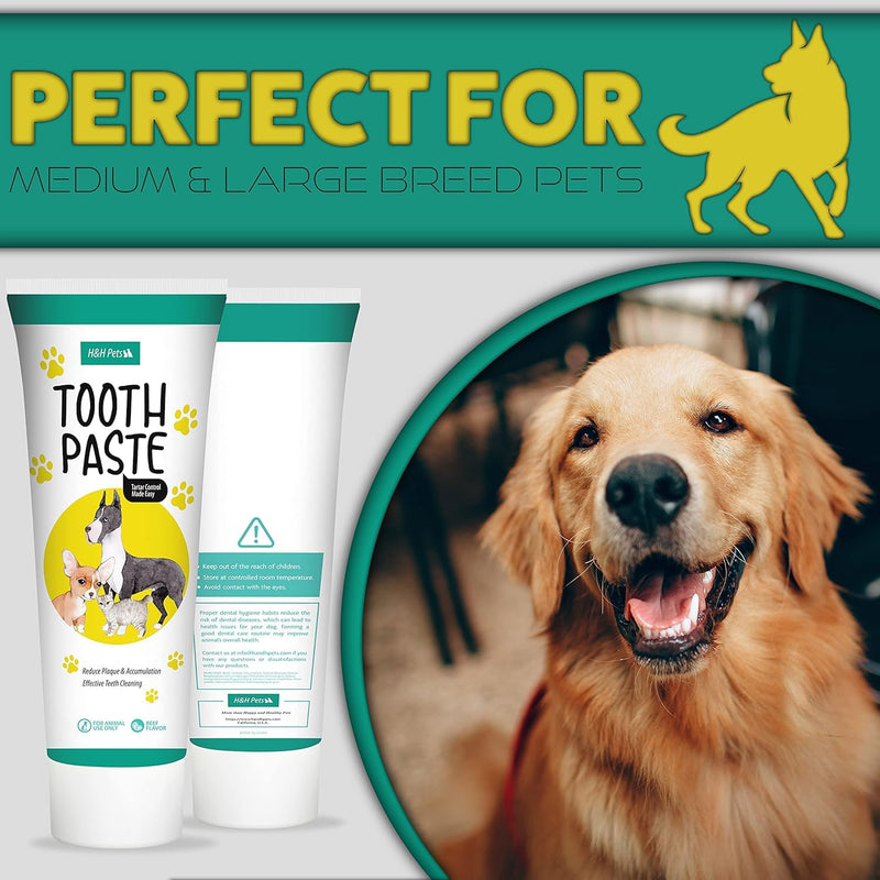 H&H Pets Dog Toothbrushes and Toothpaste Best Professional Cat & Dog Finger Tooth Brush, Dog Brush Set, Perfect for Dogs and Cats, Dog Supplies - Size Small 1 Count 3.5 Oz Toothpaste (100g) - PawsPlanet Australia