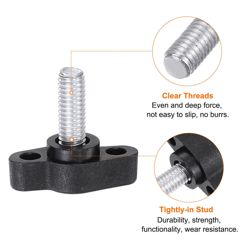 HARFINGTON 10pcs Tee Wing Knobs Thumb Screws M6 x 16mm Male Thread 27mm Plastic Head T Knobs Adjustable Handles Hand Clamping Knobs Grip Thumbscrew, Black