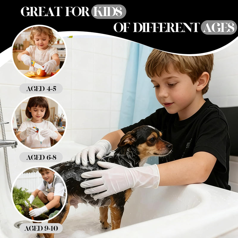 Kids Disposable Gloves, 5-Mil Safe White Nitrile, Small, 100Ct White of 100pcs