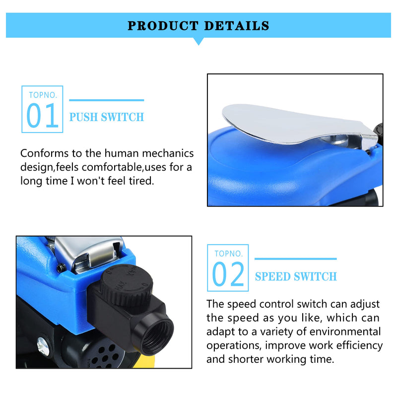 Ouya Air Powered Random Orbit Sanders Dual Action Pneumatic Palm Sander with 1pc 6-inch Backing Plate and 9pcs Sandpapers 6 inch