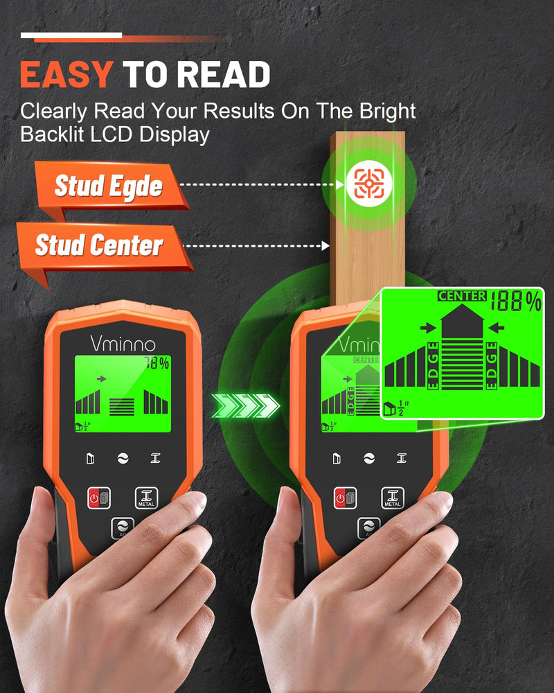 Stud Finder Wall Scanner, 6 in 1 Wall Stud Finder, Stud Finder Tool with LCD Display for Live AC Wire Pipe Metal Wood, Drywall Stud Detector | Gifts for Men
