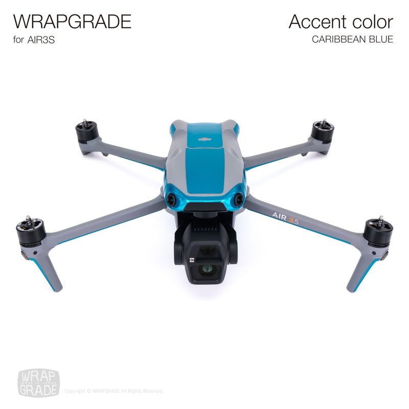 WRAPGRADE Skin Sticker for DJI Air 3S Accent Color Sticker (Caribbean Blue) Caribbean Blue