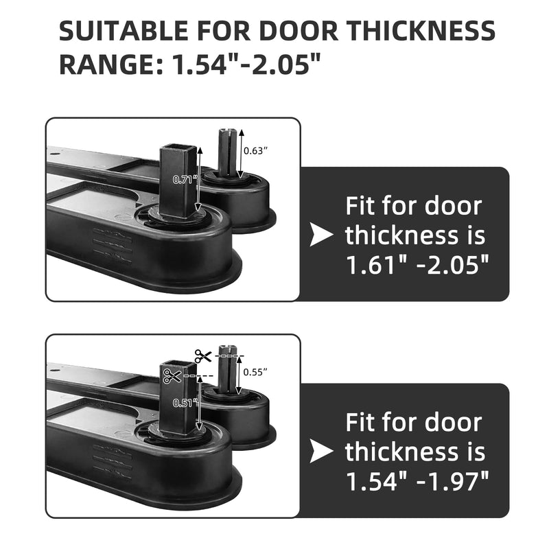 Pocket Door Lock Hardware Set - Privacy Handle with Hidden Pull & Recessed Latch, Fit for 1.77" to 2" The Thickof Wooden Doors (Black, Square) Black