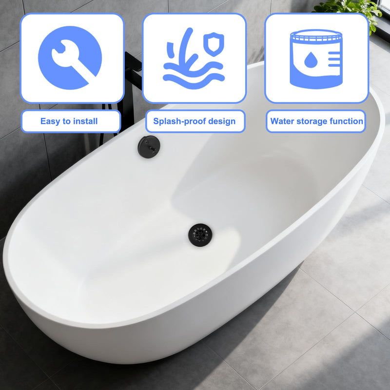 Black Bathtub Drain and Overflow Panel Kit, Universal Bathtub Conversion Kit with Overflow Panel Gasket & Matching Screws Drain Assembly Replacement for Bathroom Tubs