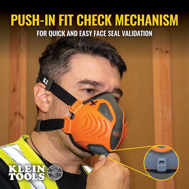 Klein Tools 80180 Reusable P100 Half-Mask Respirator with 4 Replaceable Filters for Dust, Metal Fumes, and Oil Mist, M/L