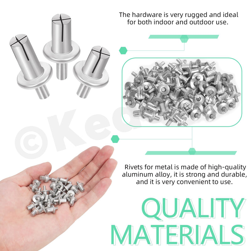 Keadic 130Pcs M5 x 7/9/11mm Aluminum Core Rivets with Round Head Assortment Set with Plastic Case, Half Round Head Hammer Expansion Drive Blind Rivets for Electronic Mechanical Equipment M5*7mm & M5*9mm & M5*11mm