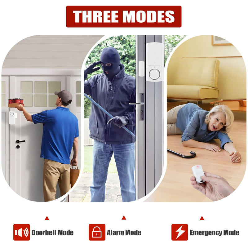 Door Alarm with Remote, Door Alarms When Opened, Window Alarms for Home Security, Pool Alarm for Kids Safety 4 Receivers+4 Remotes