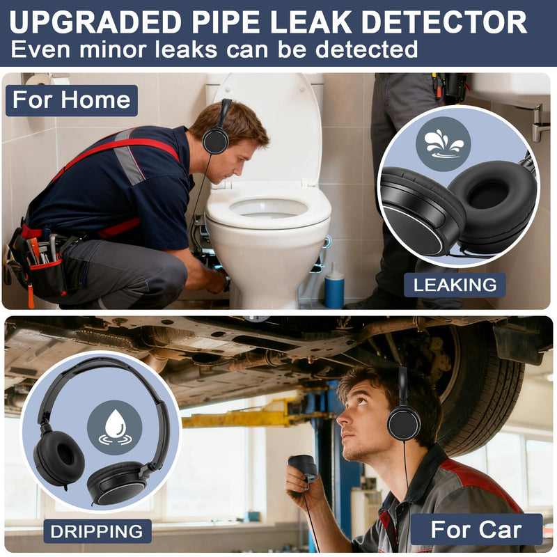 Water Leak Detector, Underground High Sensitivity Water Leak Detector with Headset, Water Leak Detection Device for Water Leakage Detection Construction Pipelines (with Large Earphone) With Large Earphone
