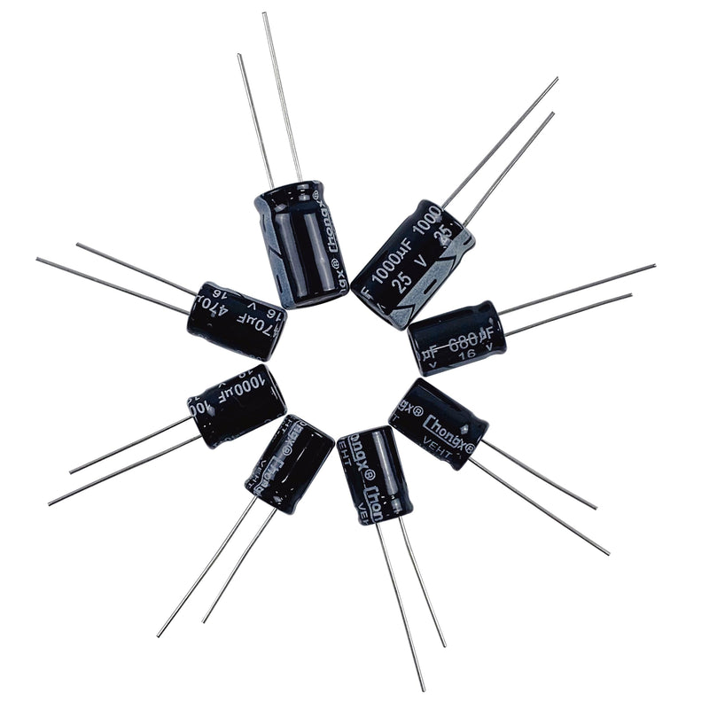 40 Values 800 Pieces, 0.1uF-1000uF, 10V 16V 25V 50V 100V, Electrolytic Capacitor Assortment Kit, DIY in-line Aluminum Capacitors Set, Direct Insertion Series