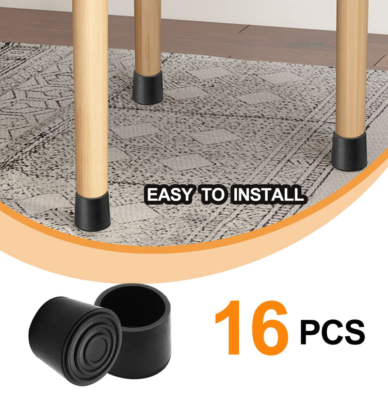 Piutouyar Round PVC Rubber Furniture Covers, 32mm / 1-1/4 Inches Table Chair Leg Tip Protectors, Non-Slip End Cap for Protect Surfaces, Black (16Pcs) 1.26" 16