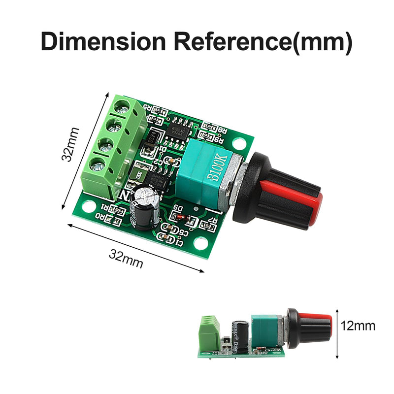 2Pack PWM Speed Controller Adjustable Driver Switch Low Voltage DC Motor Speed Controller with Speed Control Knob 1.8v 3v 5v 6v 12v 2A 30W