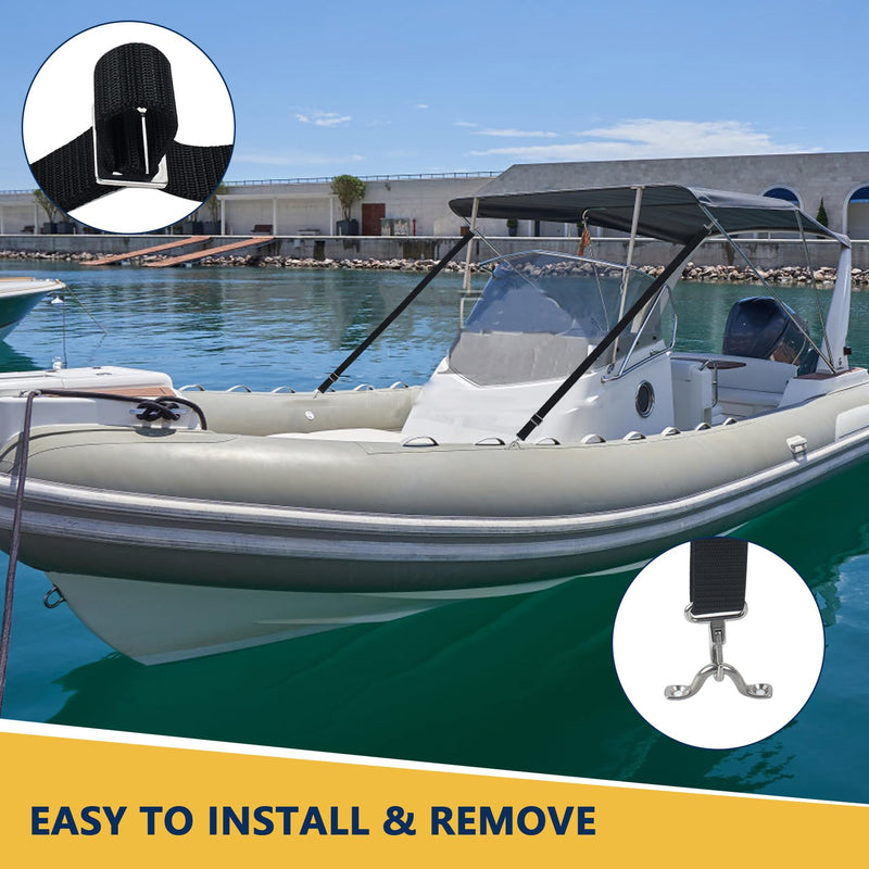 ORLANG Bimini Top Straps with Heavy Duty Stainless Steel Double Snap Hook,Bimini Straps for Boats Adjustable 33.5"- 60",Marine Awning Webbing Straps,Boat Canopy Nylon Straps 4 Pack
