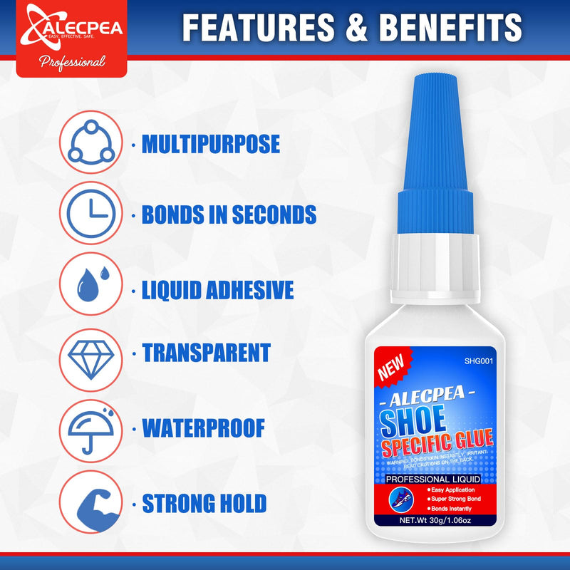 30g Shoe Glue - Ultimate Strength Adhesive for for Soles Boots Sneakers Heels Hiking Shoes Leather Handbags - Quick Set in 15 Seconds 30g/1Pack