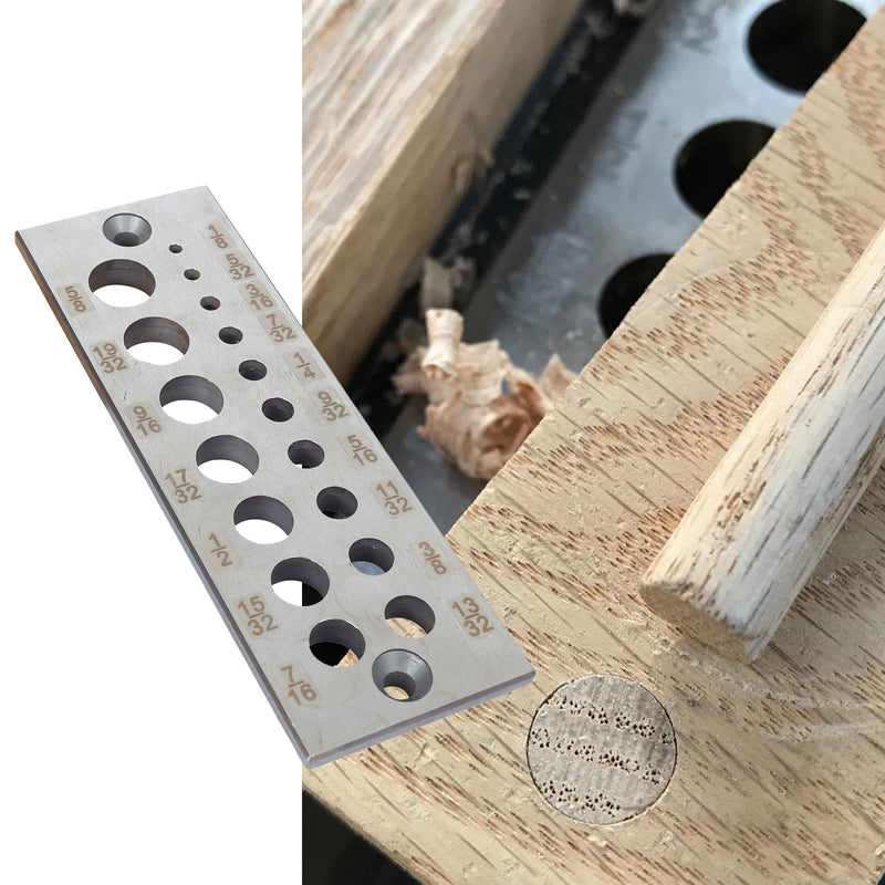 A2 Steel Dowel Plate, Wood Dowel Plate Maker,High Speed Steel Dowel Plate,Available for All Softwoods and Hardwoods (English 17 Holes) English 17 Holes