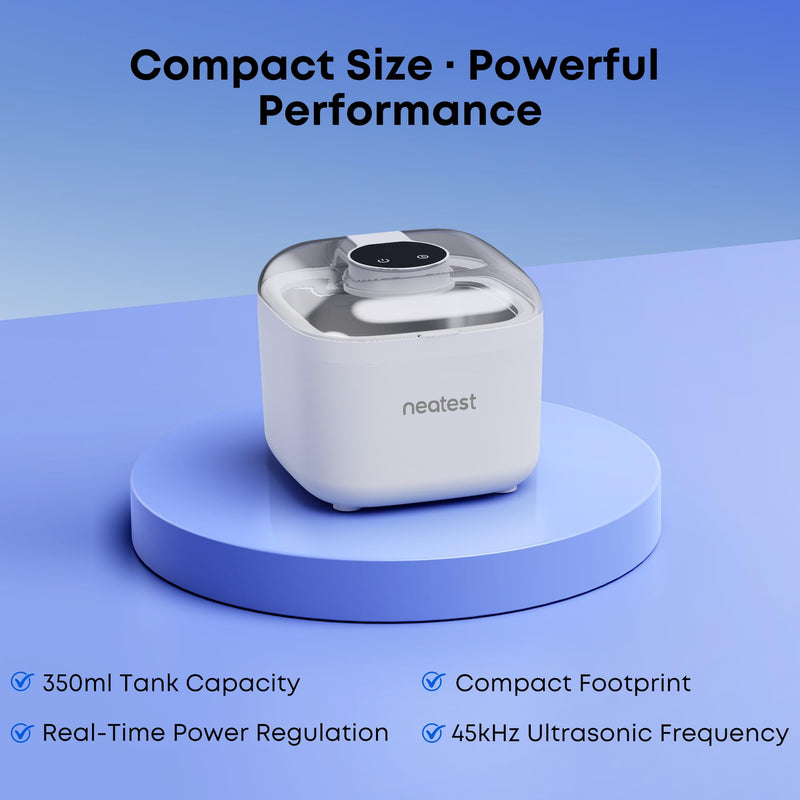 NEATEST Ultrasonic Retainer Cleaner Machine, 45kHz Ultrasonic Denture Cleaner, 350ML Stainless Steel Dental Cleaning Pod, 5 Timer Modes for Retainers, Aligners, Mouth Guards, Braces, Night Guards