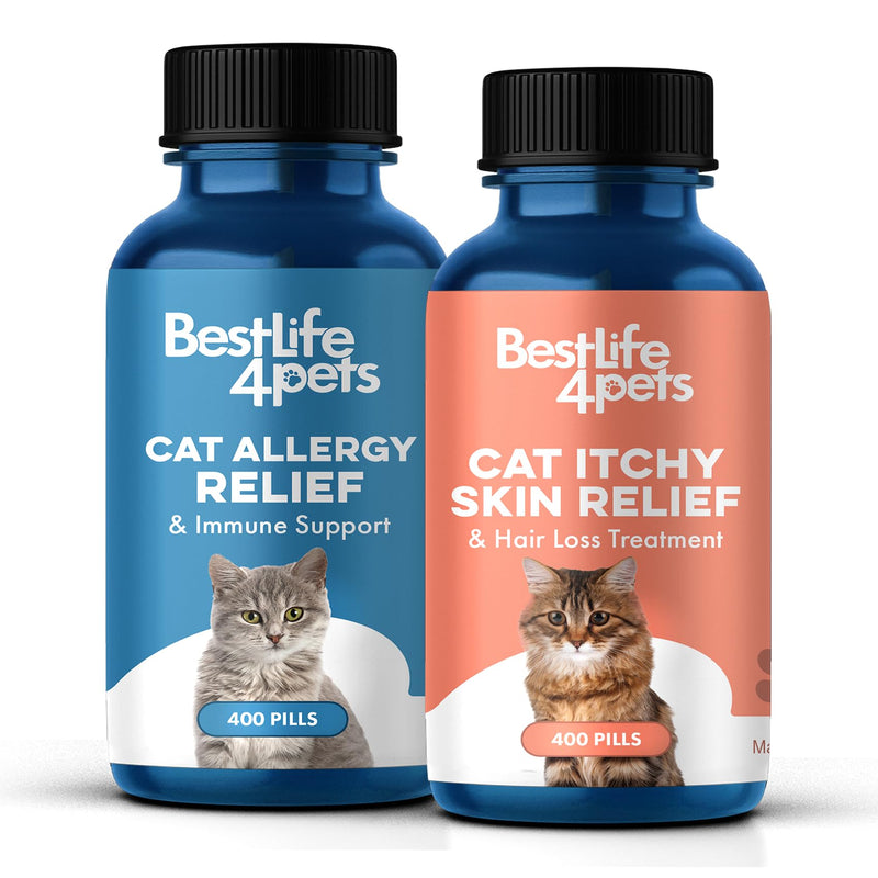 Cat Itchy Skin Relief & Hair Loss Treatment, Holistic Allergy Relief for Cats Calms Dry Skin, Dandruff, Reduces Licking, Scratching & Cat Allergy Relief & Immune Support, Relief for Seasonal Allergies