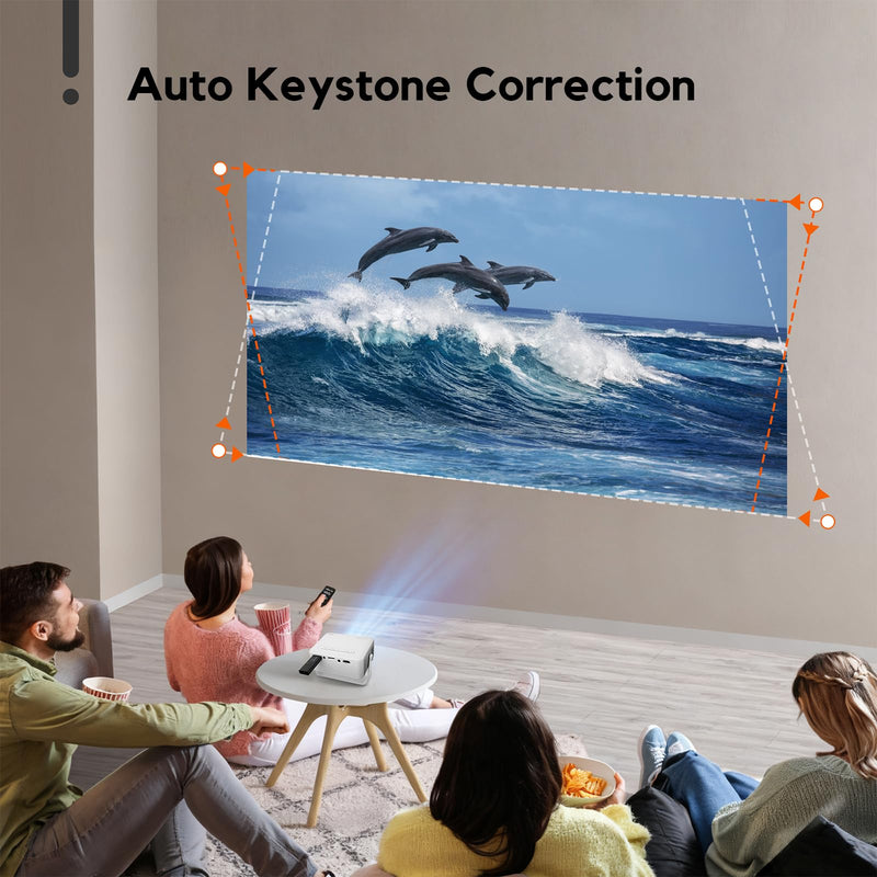 Mini Projector with WiFi and Bluetooth, AKIYO 2025 Upgraded Projector 1080P Support, 360° Rotating, Auto Keystone, Portable Projector for Home Theater/Outdoor, Compatible with iOS/Android/Laptop/PS5