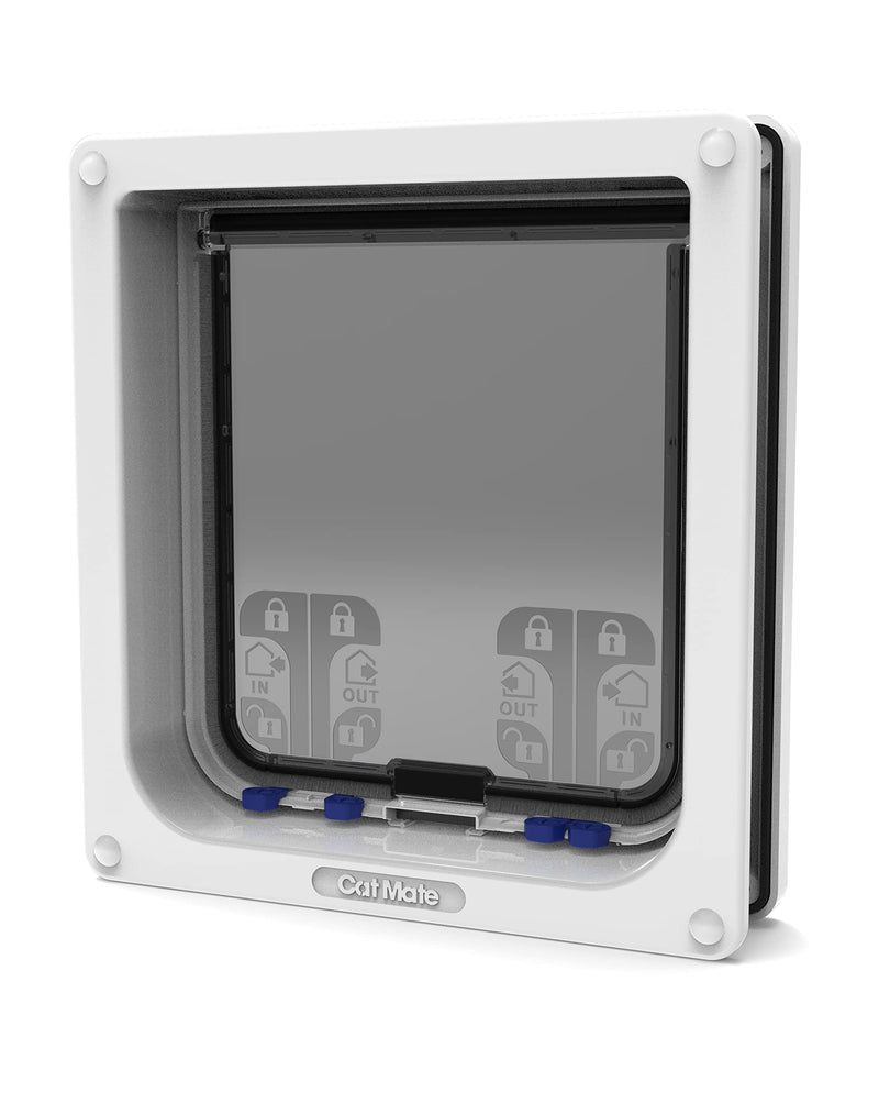 Cat Mate 4-Way-Locking Large Cat Flap (221) - Secure Lockable Door for Large Cats and Small Dogs, Easy to Install and Use, for UPVC/Metal, Wall and Wood, White White Cat Flap