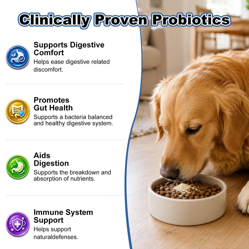 Probiotics for Dogs & Cats, Cat & Dog Probiotics for Digestive Health with Prebiotic & Enzymes and S. Boulardii, Probiotic Powder Support for Occasional Diarrhea, Gut Health & Immunity, 30 Packs