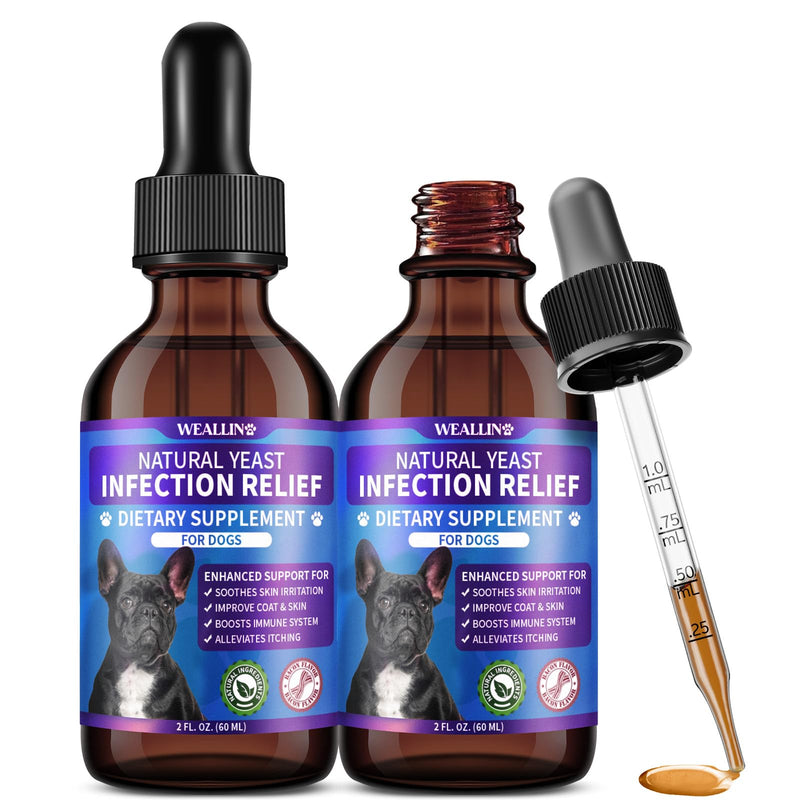 Natural Yeast Infection Treatment for Dogs | Probiotic-Powered Drops with 8-Herbal Blend | Supports Skin, Ears, Allergy Relief | Dog Yeast Infection Treatment Oral Supplement | Bacon-Flavored-2PC 4 FL OZ