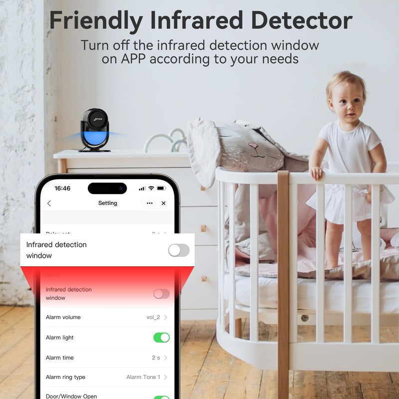 CPVAN WiFi Home Alarm System with PIR Motion Sensor, Wireless DIY Smart Motion Alarm with 6 Door/Window Sensors for Security - On Spot Alarm & APP Alert, Black Black-1+2+6