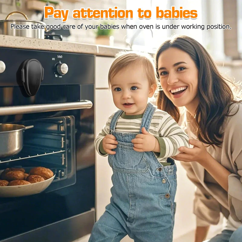 Oven Lock Child Safety (4 Pack), Cabinet Locks Baby Proofing, Baby and Child Proof Locks for Drawer Oven Stove Door, Easy to Install, No Tools Need, Upgrade Heat-Resistant Material - Black