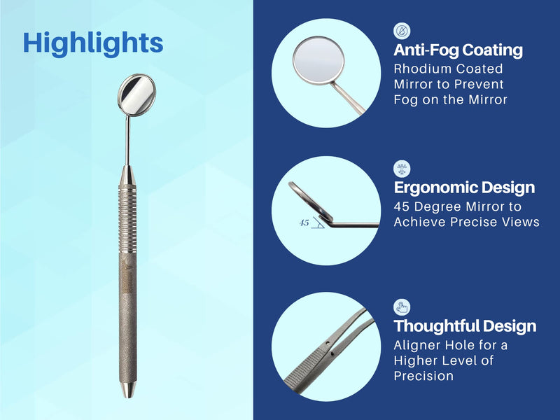 Dental Examination Set Mirror Probe Tweezers with Slip Resistant Surface | Dental Tools Dental Pick Oral Care Kit & Pet Oral Care Use | Stainless Steel Dental Hygiene Kit Set ARTMAN Brand 3