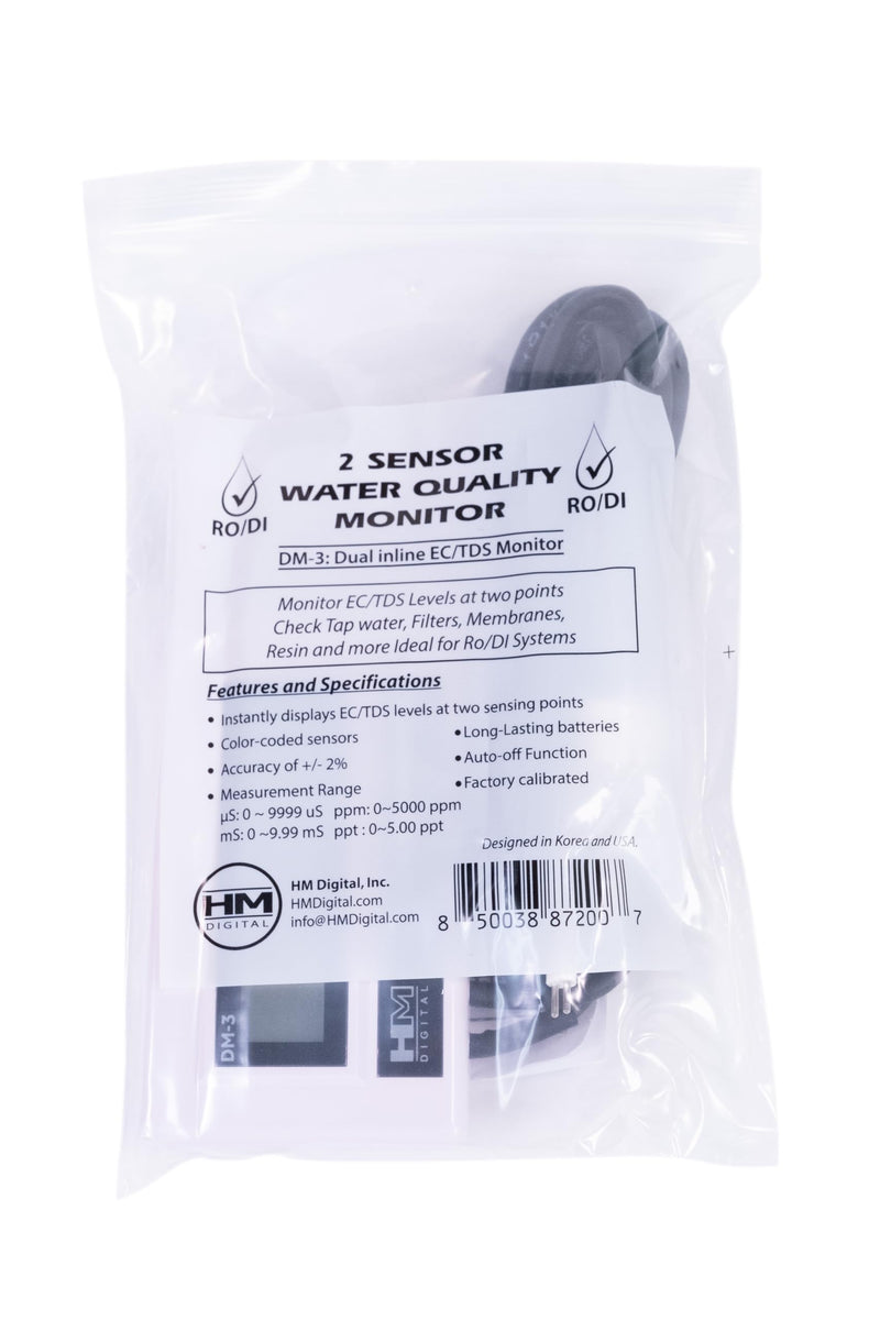 HM Digital DM-3 Inline Dual TDS/EC Monitor Meter, Upgraded DM-2 DM-2EC