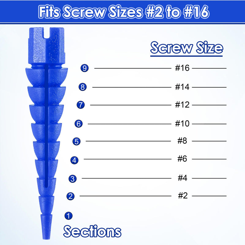10 Pcs Wood Anchor, Stripped Screw Hole Repair Kit for Wood, Door, Fixing Stripped Screw Holes, Fits Wood Screws Sizes #2 to #16, Screw Holes from Stripped to Gripped, Blue