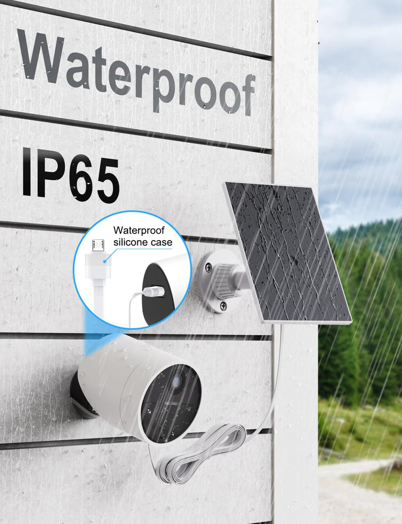 Solar Panel Compatible with Simplisafe Outdoor Camera, IP65 Waterproof, 360° Adjustable Panel for Outdoor Security Camera Series 2 Wireless and Wired, 13FT Charging Cable