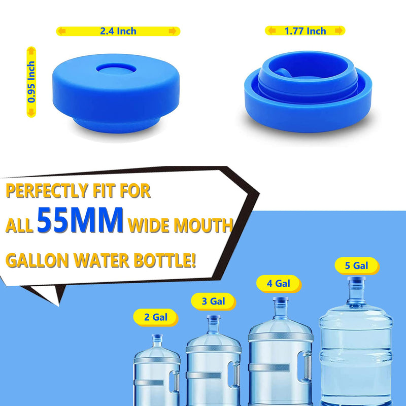 3 and 5 Gallon Water Jug Cap Reusable，Food Grade Silicone Replacement Gallon Caps for 55mm Bottle and Water Dispensers，Non-Spill 5 Gal Water Jug Cap Replacement Cover（3 Pack） Ordinary 3 Packs