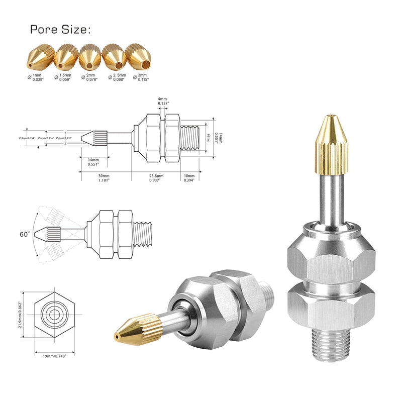 2 Set 1/4" PT 304 Stainless Steel Coolant Nozzles for Cnc Vertical Lathe Cutting Nozzle, 360 ° Steering High-Pressure Cutting Oil Cooling Extension Nozzle Air Blow Nozzles HTDS-PT1/4-QT